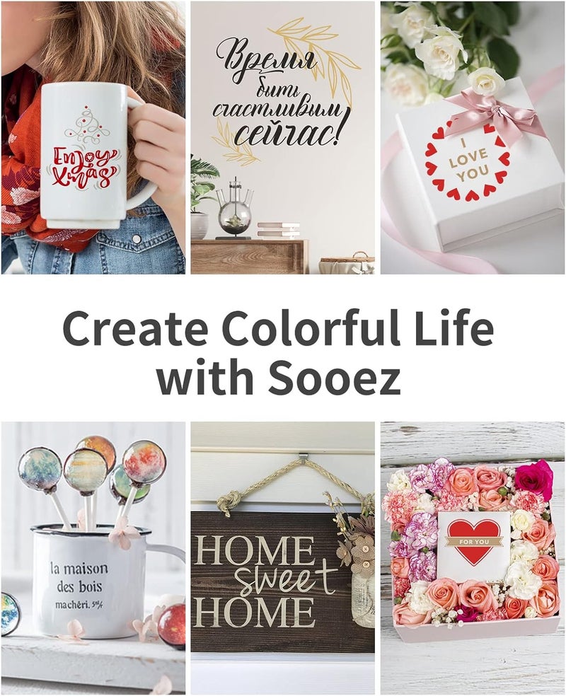 Sooez فينيل دائم أسود - 15 ورقة فينيل لاصق غير لامع أسود 12"x11.8" ، أوراق لاصقة دائمة سوداء لتزيين المنزل ، ملصقات سيارات ، ورق مقاوم للماء لجميع آلات القطع - Image 5